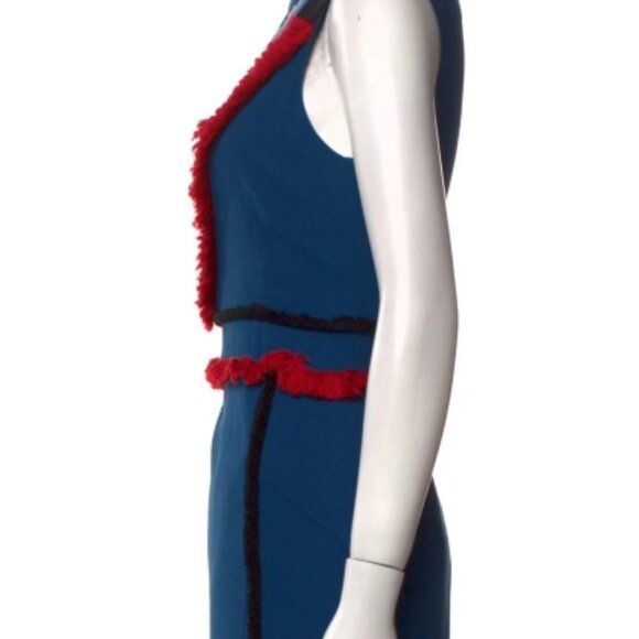 Altuzarra Blue Multi Caulfield Fringed Sheath Sleeveless Dress XS $1795 - Picture 2 of 3